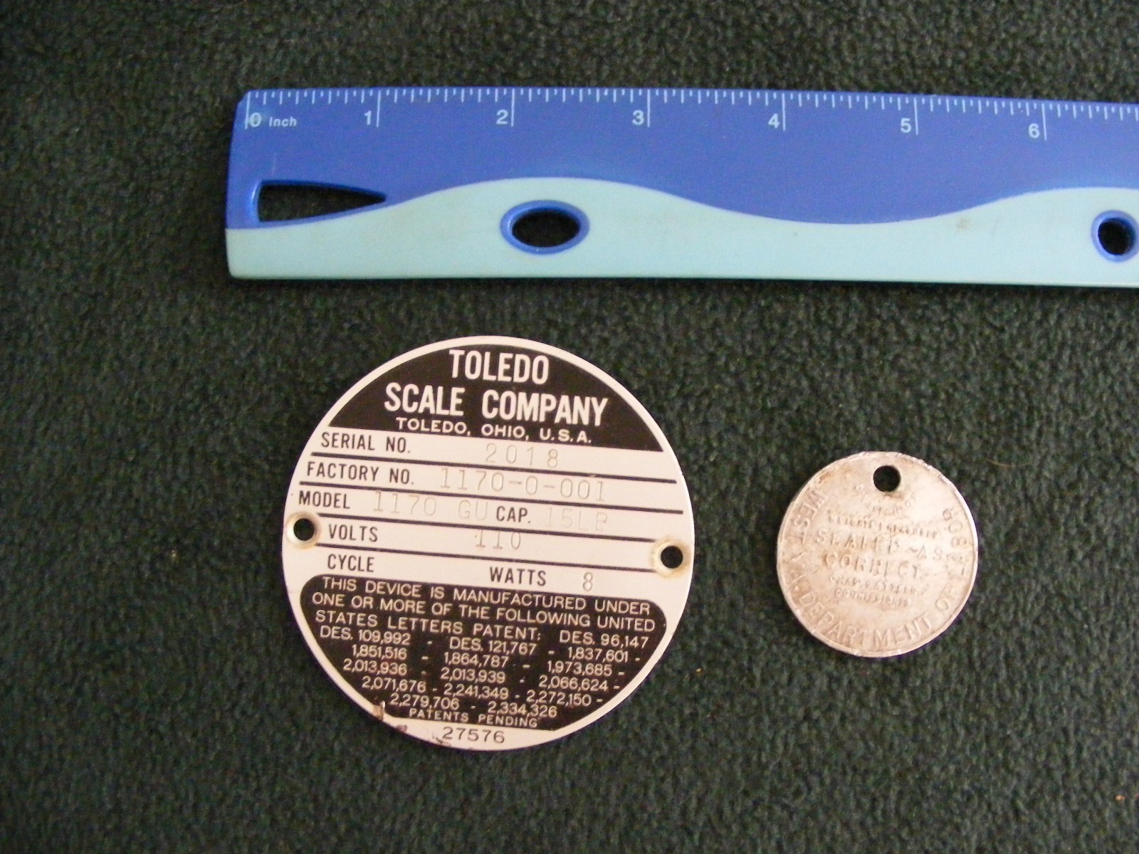 VINTAGE TOLEDO ADVERTISING TAGS OFF OF STORE SCALES