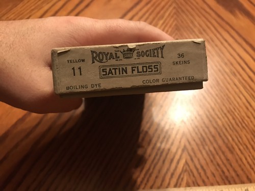 Antique Royal Society Empty Cardboard Box Satin Strand Yellow 11 Empty 1930’s