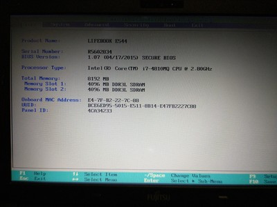 Fujitsu Lifebook E544 Core i7-4810M 2.80Ghz 8GB Ram NoHard drive with chrager