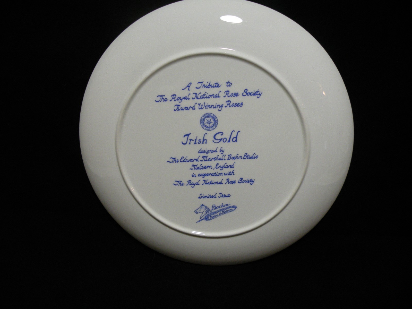Boehm Collector Plate Trish Gold Royal National Rose Society Malvern England