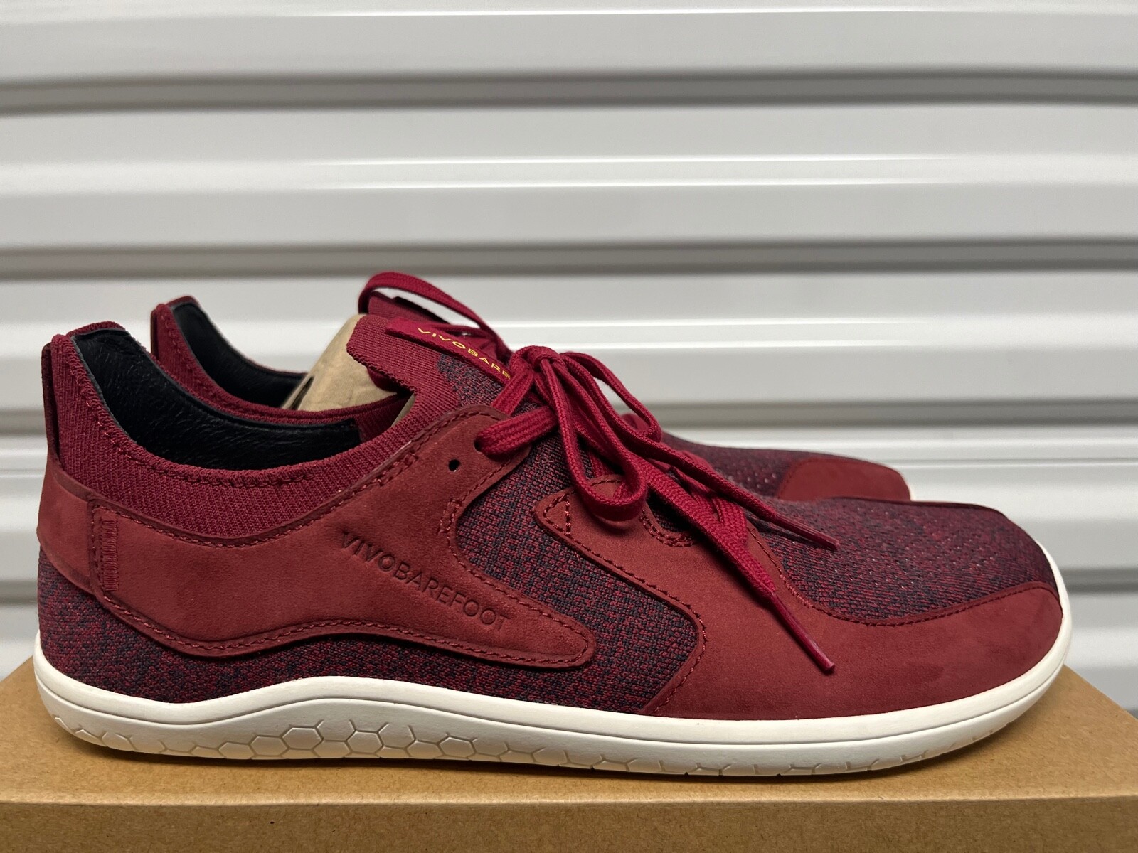 Vivobarefoot Primus Asana II Burgundy Red Leather &Knit