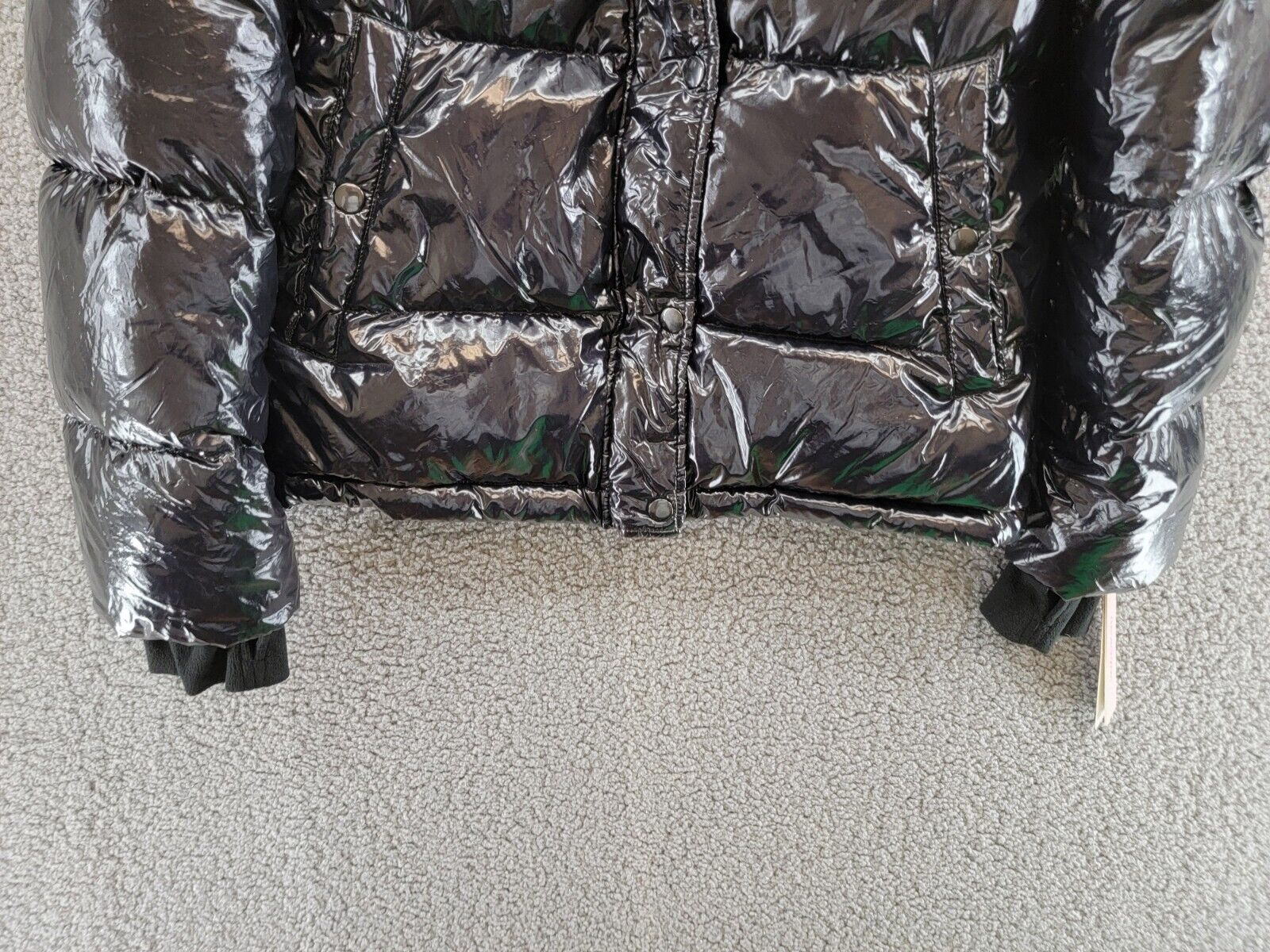 AQUA Lacquer Ella Down Puffer Jacket Women's S Onyx Hooded AQUA Lacquer Ella Down Puffer Jacket Women's S Onyx Hooded