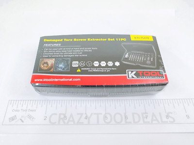 K Tool International NEW KTI-75410 11 Piece Damaged Torx Screw Extractor Set
