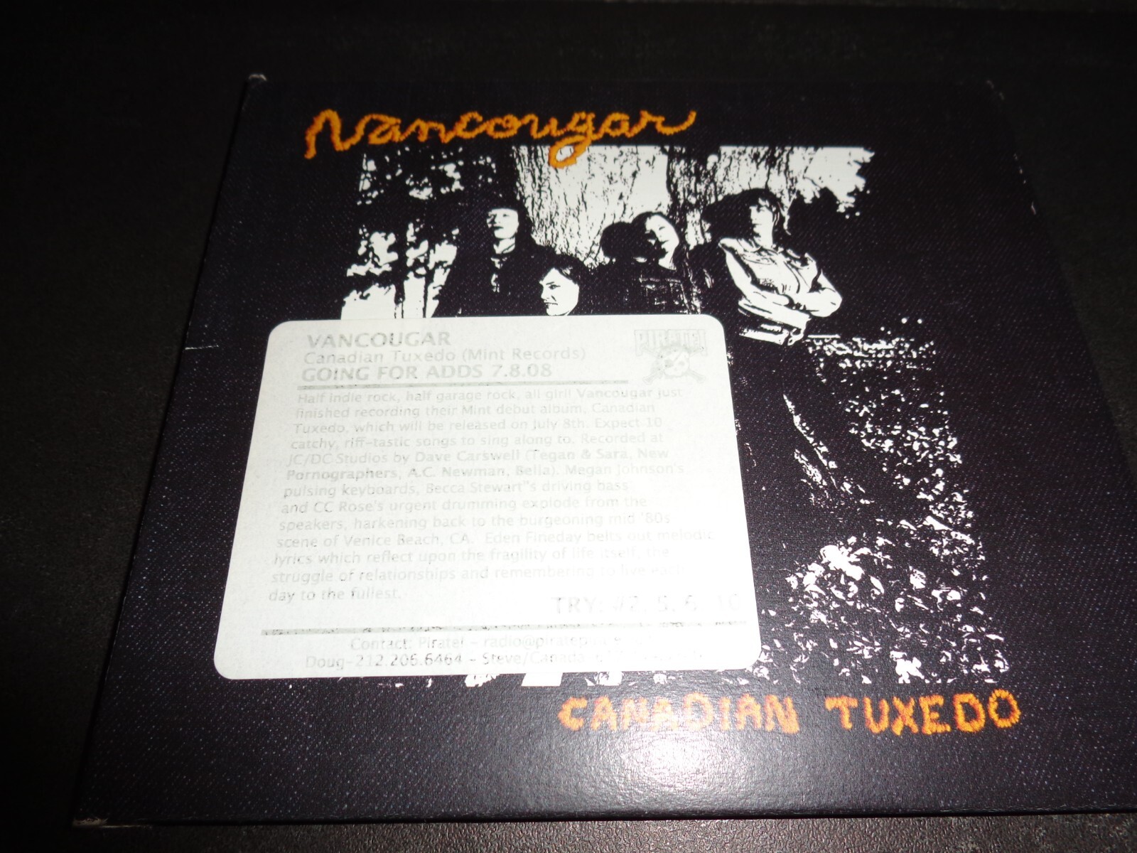 CANADIAN TUXEDO by VANCOUGAR-Rare Collectible Alt Rock CD w