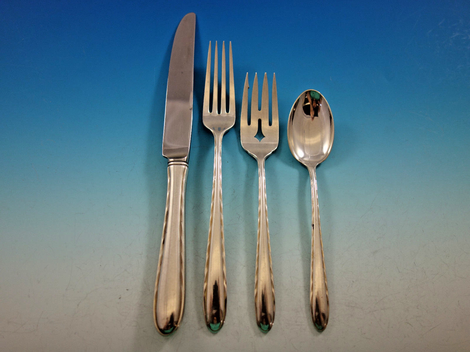 Silver Flutes by Towle Sterling Silver Flatware Set for 8 Service 32