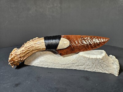 Gorgeous Mahogany Obsidian Knife~Worldwide 1996~Flint Knap~Unique men's gifts