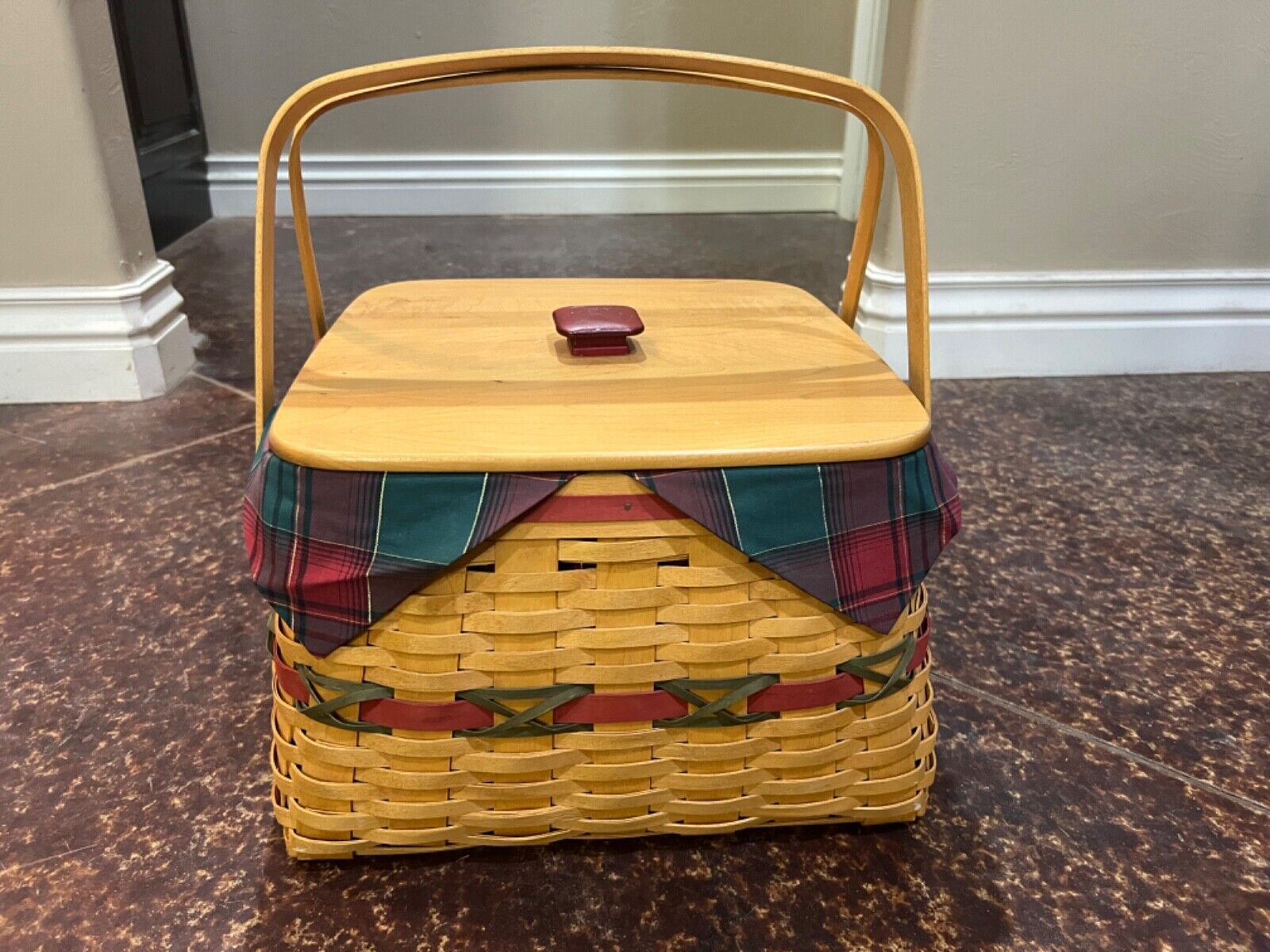 最安価格 with Basket Picnic Large Longaberger Fabric Plastic Insert, 小物入れ