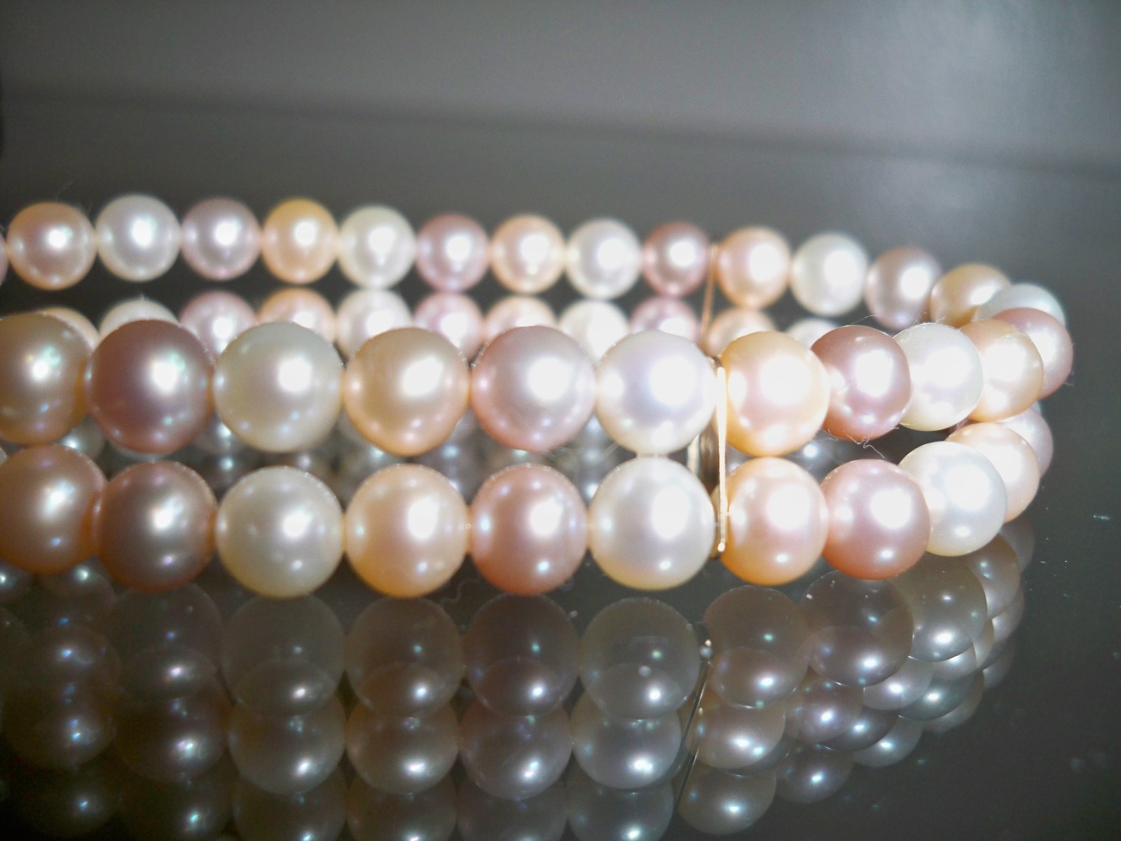 6 MM AAA SOUTH SEA MULTICOLOR PEARL BRACELET 14K 10MM BOX CLASP AND BARS 2 ROWS