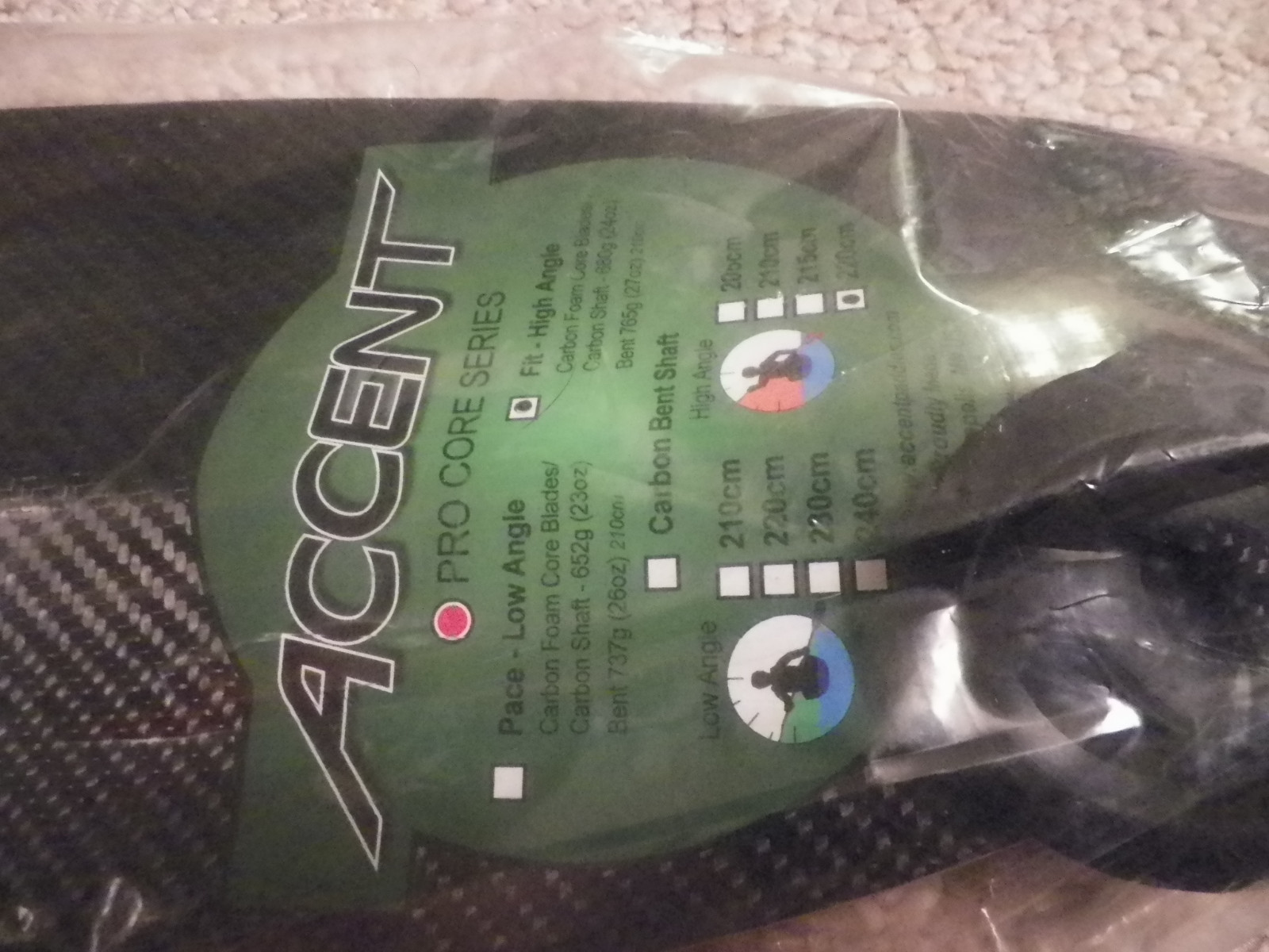 Accent Pro Core 220 CM Fit High Angle Kayak Paddle Loktite Adjustable FREE Ship!