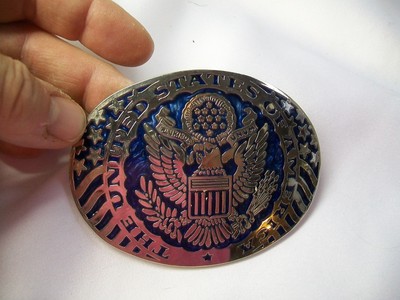 UNITED STATES OF AMERICA ADM BELT BUCKLE  EAGLE ENAMELED USA