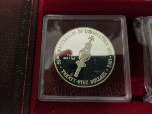 1978 Cayman Islands Coronation Regalia Silver Collection; 6 x $25 1.5 oz coins!