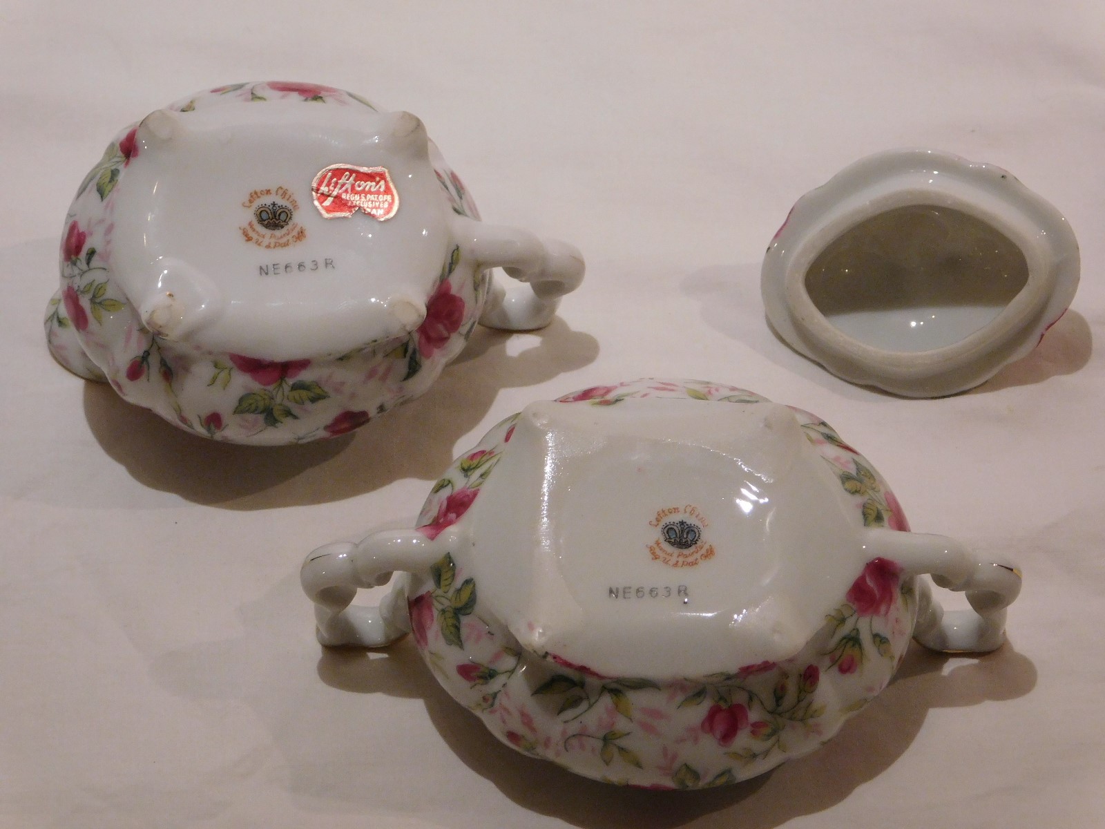 Small Vintage Lefton China Floral Creamer and Sugar Bowl Set
