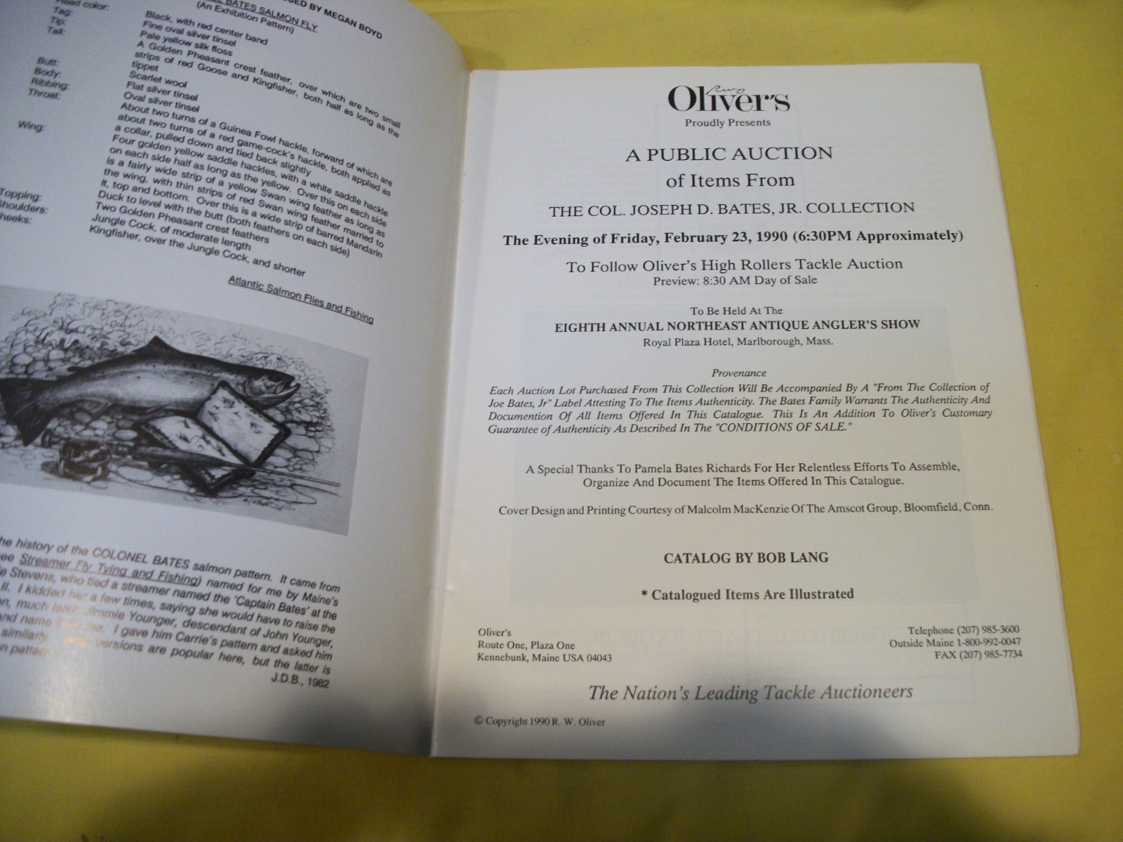 Oliver's Joseph D Bates Collection Auction Catalog - Feb 23, 1990 - Excellent