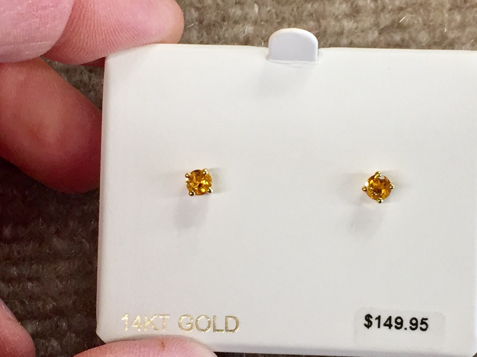 Citrine 14k yellow gold stud earrings 0.46 carats