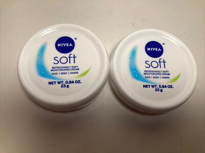 Lot of 2 SEALED Nivea Soft Moisturizing Creme Face Body Hands 0.84 Oz /23g cream