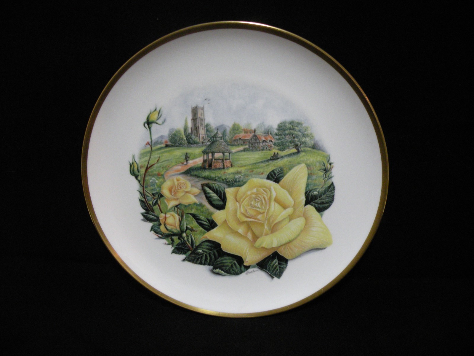 Boehm Collector Plate Trish Gold Royal National Rose Society Malvern England