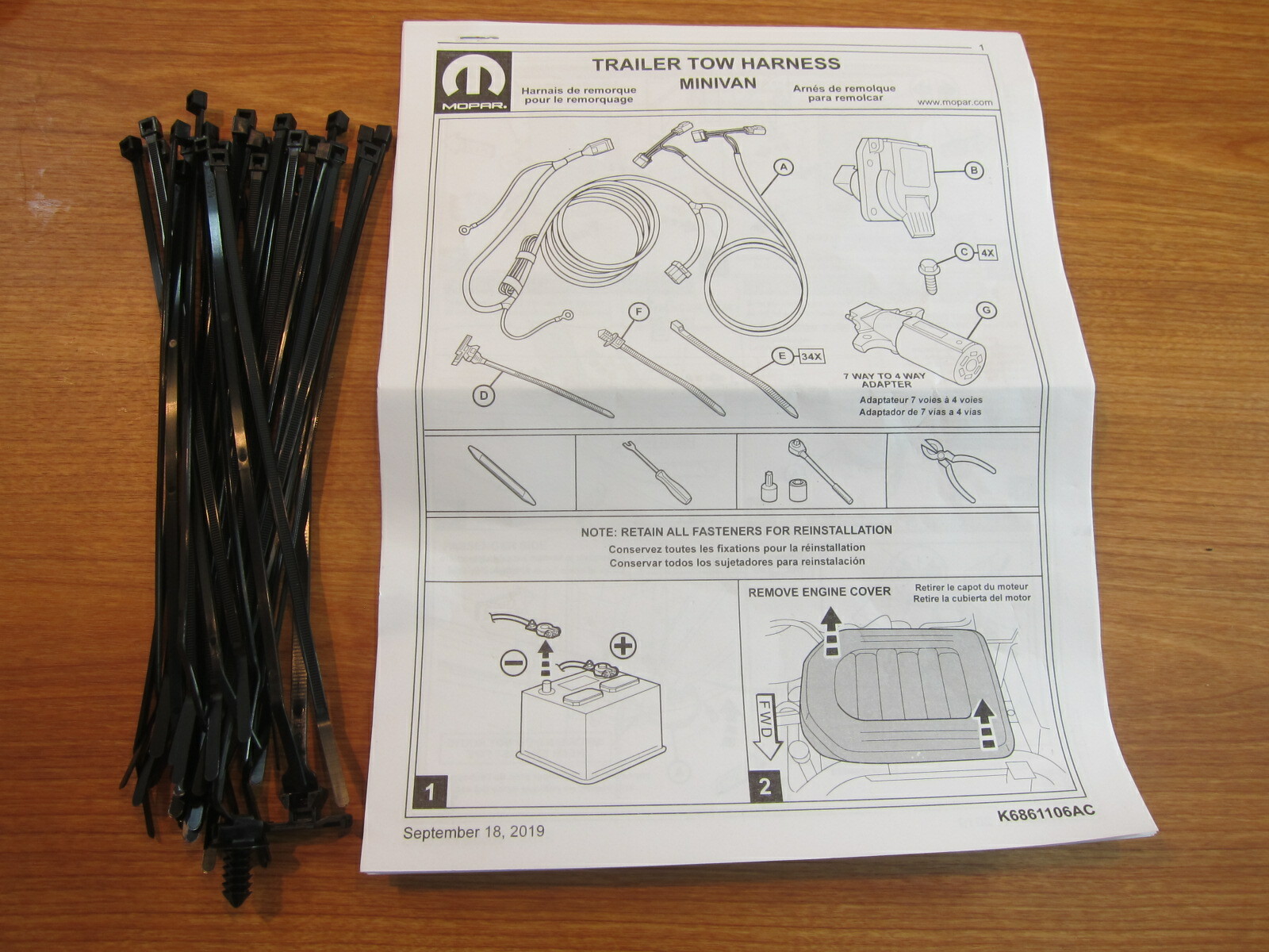 2011-2019 Chrysler Town & Country Dodge Grand Caravan Trail Tow Wiring