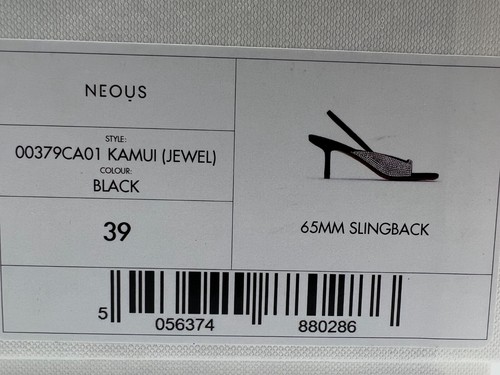 Pre-owned Neous $820  Women's Black Kamui Jewel Leather Slingback Sandal Shoes Size 39