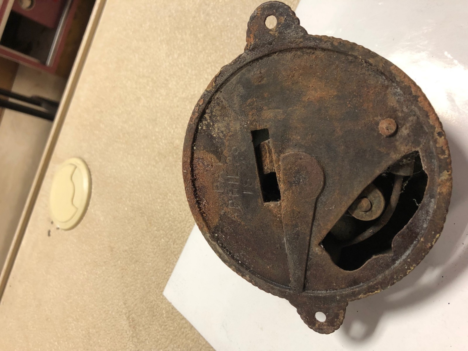 1874 Cast Iron & Brass Door Bell itself