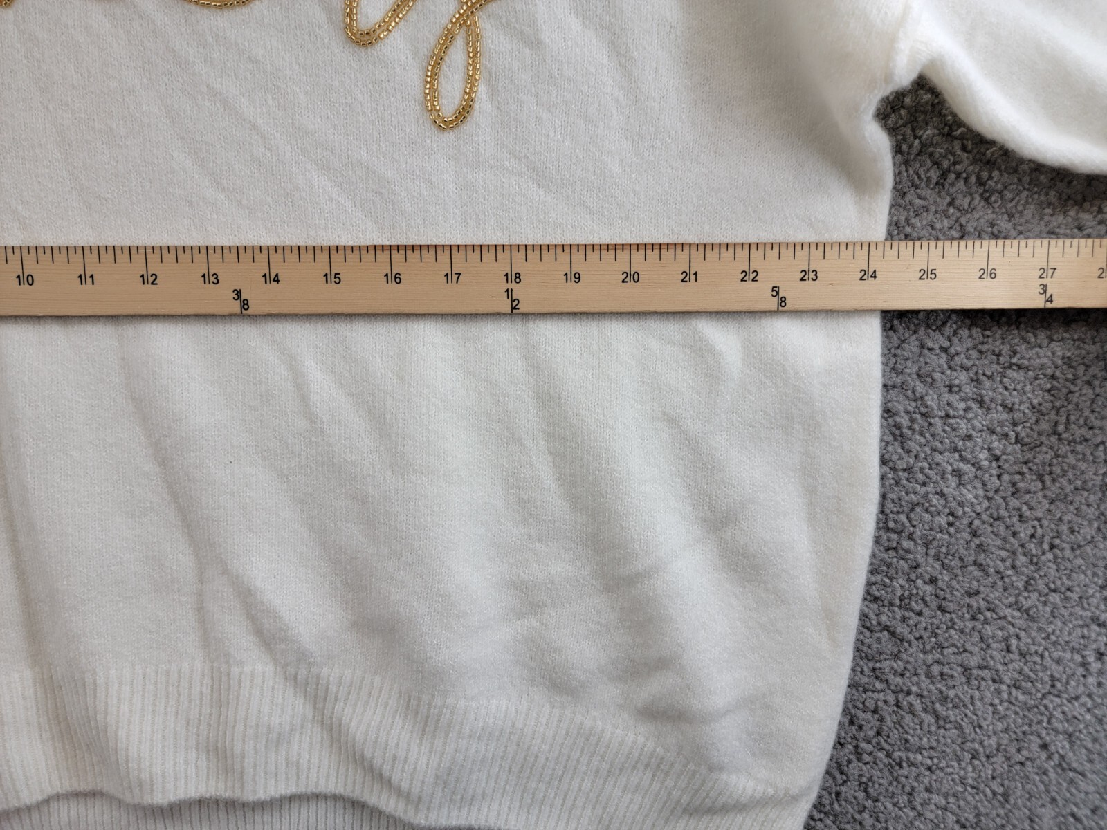 CeCe Cheers Crewneck Sweater Women's M Cream Solid Beaded Long Sleeve Pullover - Picture 6 of 15