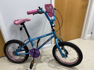 Girls Apollo Roxie Bike 16 Inch Wheel Pink & Blue, Disney Helmet & Stabilisers