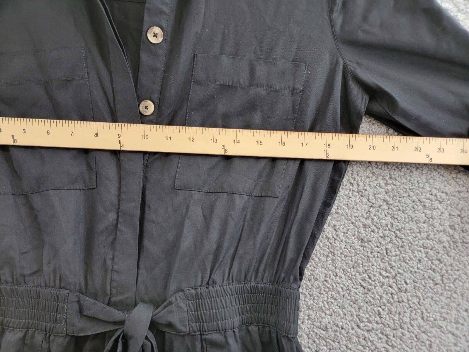 French Connection Elkie Button-Up Cargo Jumpsuit Women's S Black Quarter Sleeve - Picture 6 of 19