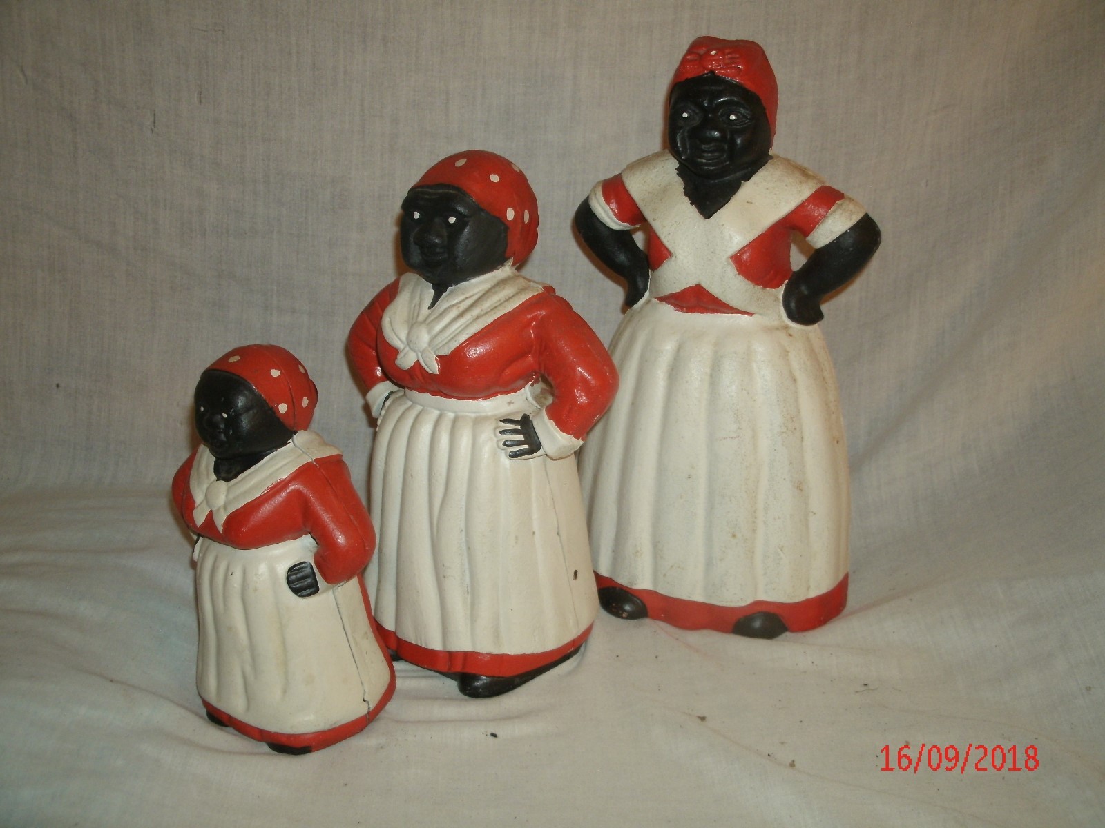 Trio, Antique Aunt Jemima - Mammy - Cast Iron - Doorstop - Banks