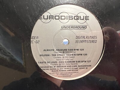 EURODISQUE UNDERGROUND VOL 2 ERASURE THE OTHER TWO DEN HARROW GABRIELLE (last 1)