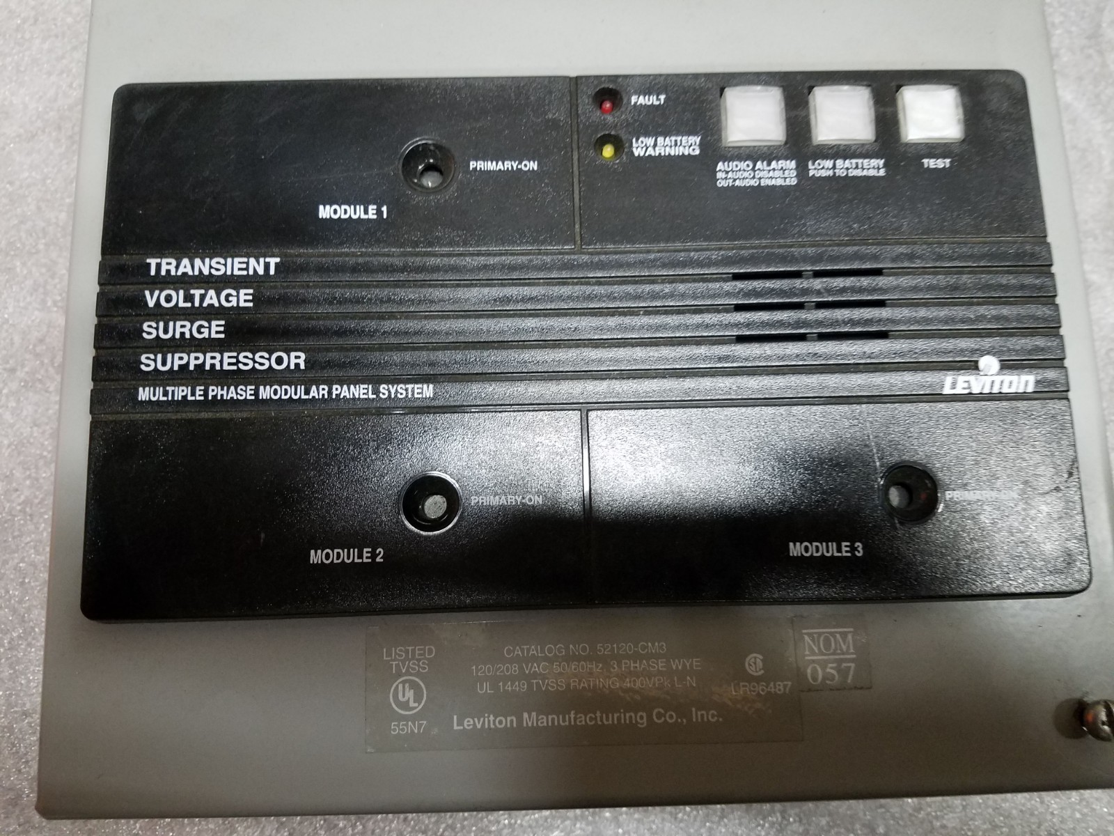 Leviton Panel Mount Surge Protector Part number 52120-cm3 NOS