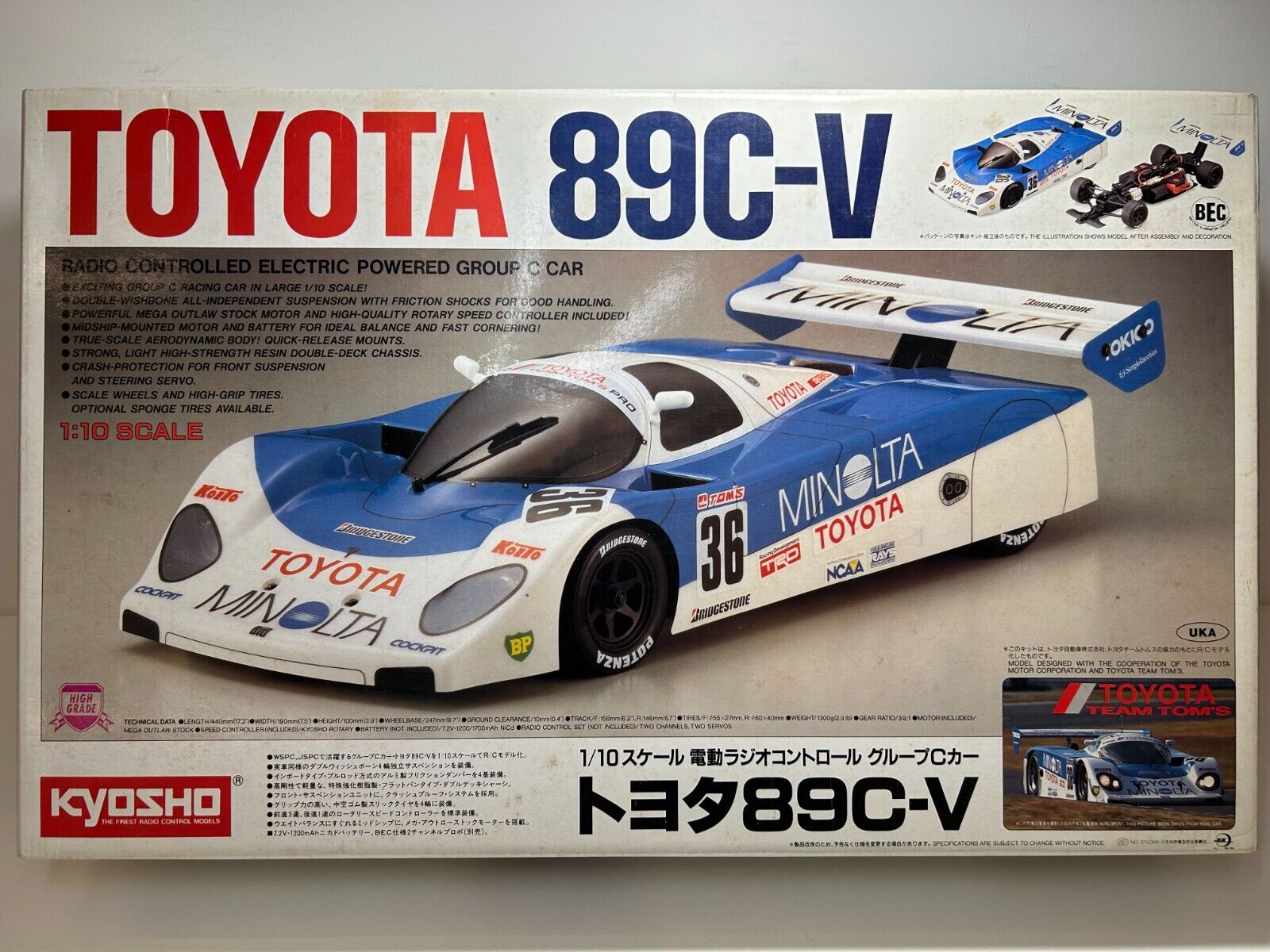 Vintage Kyosho TOYOTA 89C-V 1/10 2WD RC EP Group C Racing Vintage Kyosho TOYOTA 89C-V 1/10 2WD RC EP Group C Racing