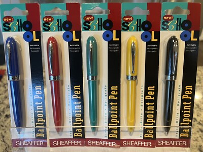 Sheaffer School Ballpoint Pen Set (Circa 1995) New In Pack - All 5 Colors Offer