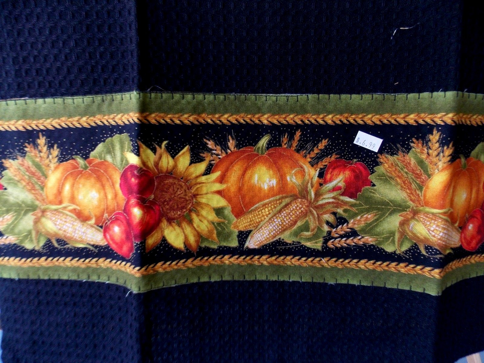 New Hand Applique Dunroven Kitchen Tea Towel Pumpkins Sunflowers 27
