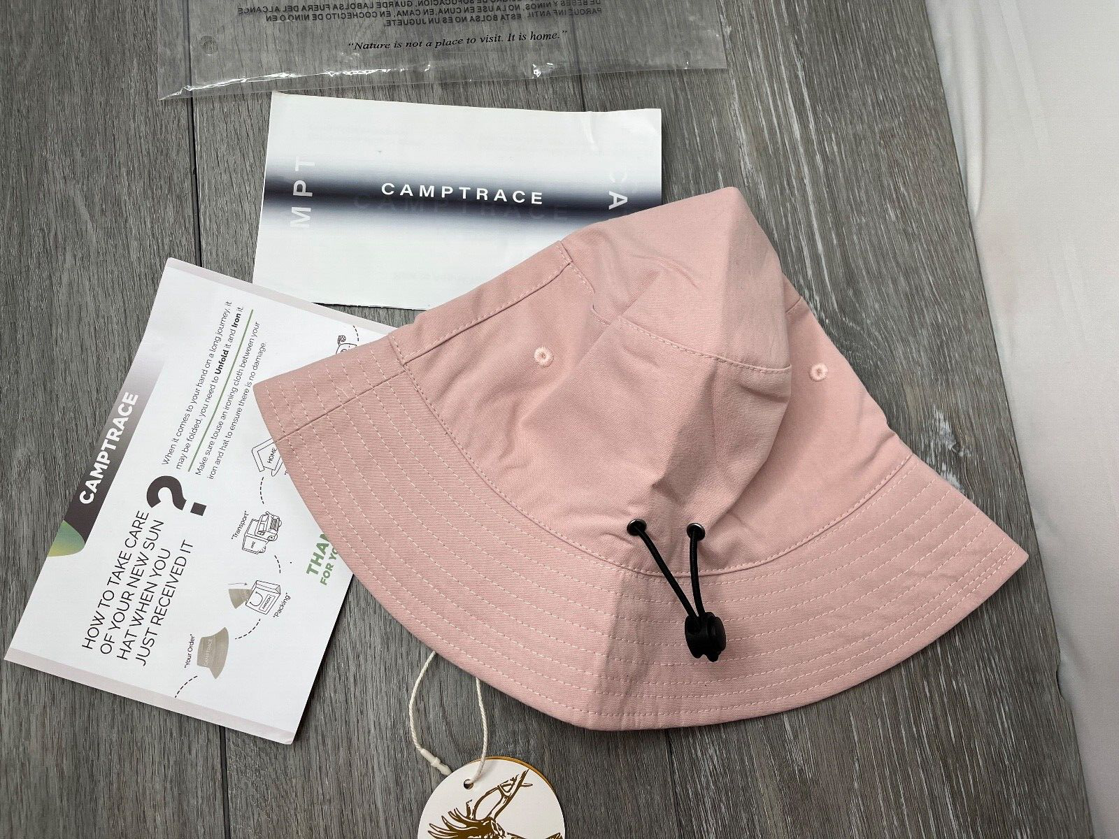 Camptrace Womens 100% Natural Linen Lined Bucket Hat, Pink Size M