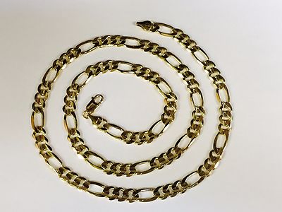 Pre-owned Nova 14kt Solid Gold Figaro Link Men's Necklace 22" 8 Mm 53 Grams In No Stone