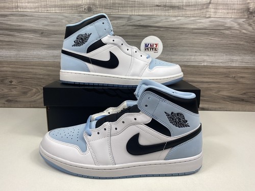 Nike Air Jordan 1 Mid SE White Ice Blue Black UNC GS Men's Nike Air Jordan 1 Mid SE White Ice Blue Black UNC GS Men's
