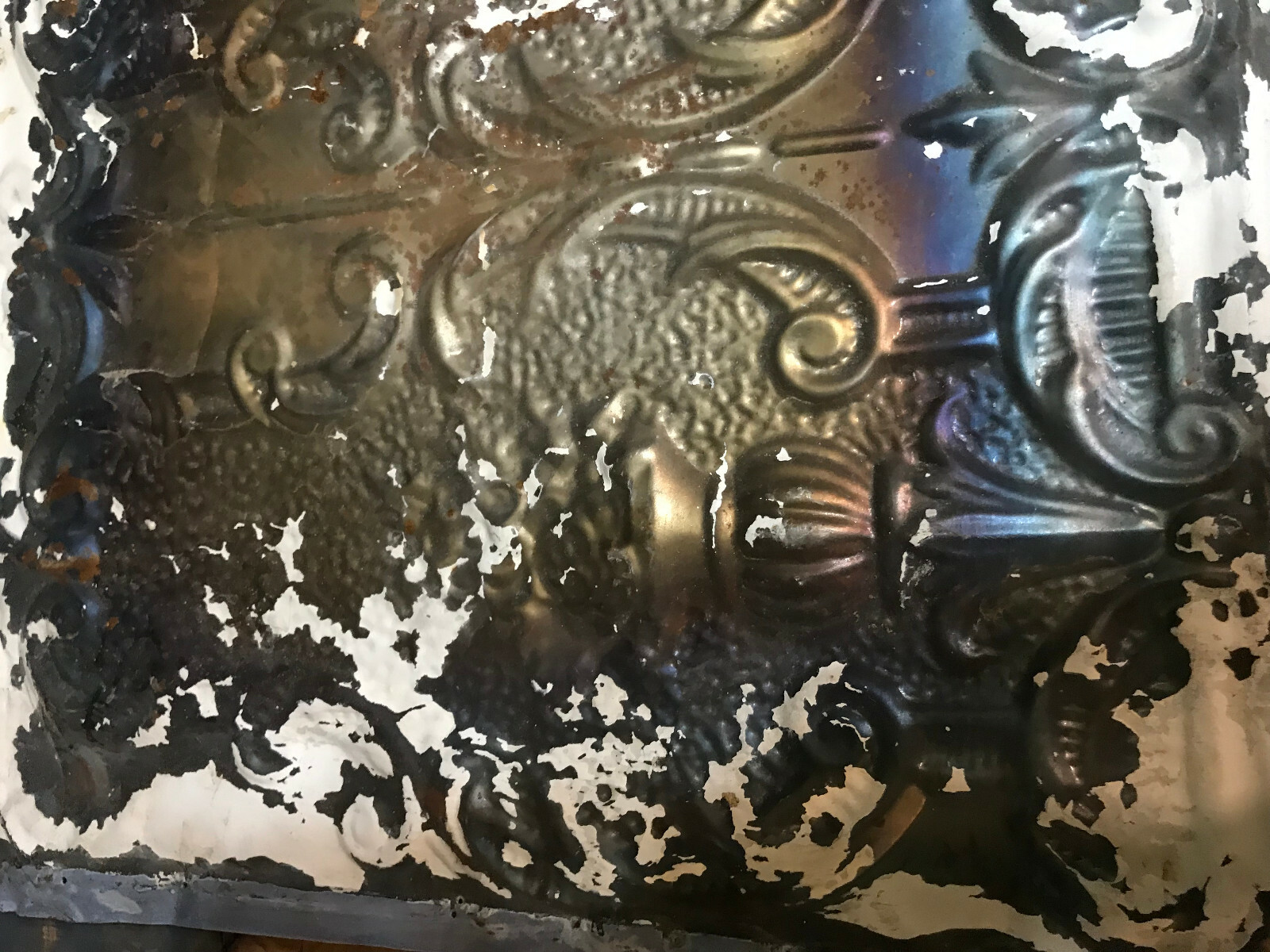 Vintage 24x24in Ceiling Tin home decor repurpose patch work urn flower pattern