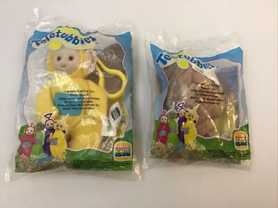 Teletubbies La La & Rabbit Burger King Kids Meal Toy Clip On Plush 1999 New