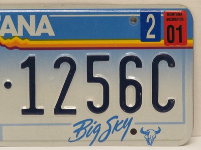 Single Montana License Plate 49-1256C, Embossed 