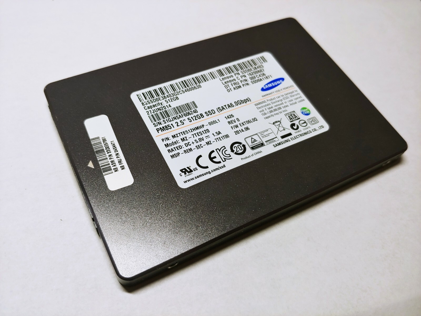 ②-WA14-SAMSUNG SATA 512GB 2.5インチ SSD 2点 Samsung MZ-7LN512B - 512GB 6Gbps SATA III 7mm 2.5