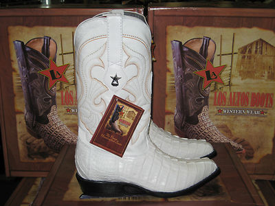 Pre-owned Los Altos Boots Los Altos Women White Genuine Crocodile Tail Western Cowboy Boot (m) L091281