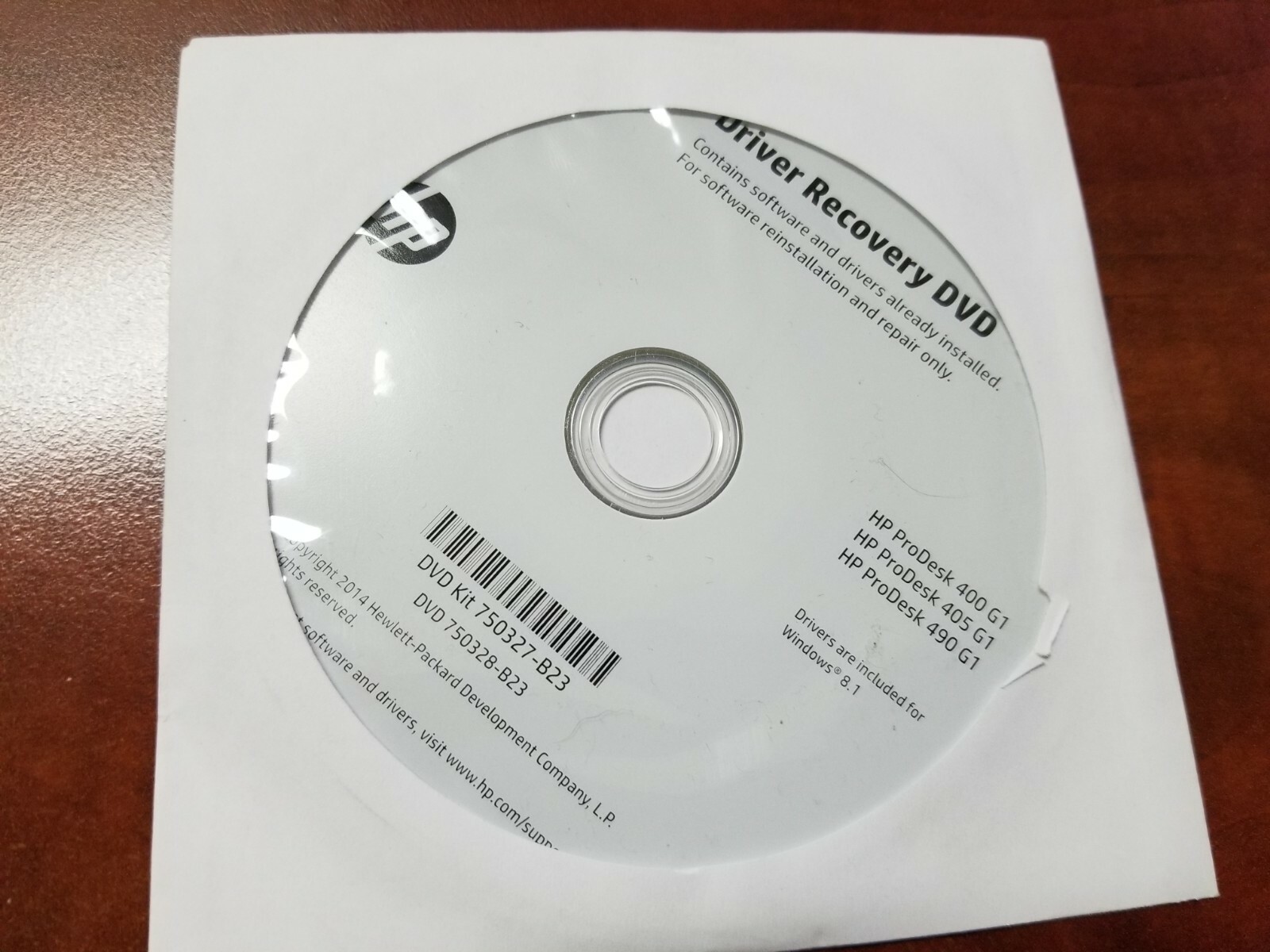 HP Driver Recovery DVD for Windows 7 & 8.1 Pro   for ProDesk 400 405 490 G1