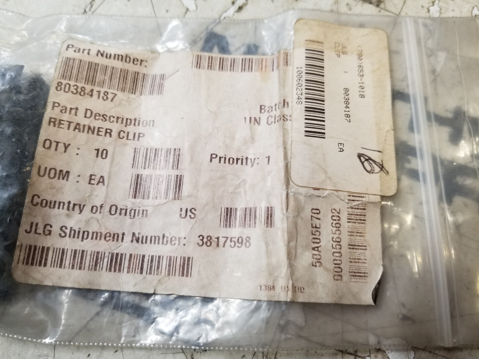 LOT OF 10PC - JLG RETAINER CLIP | Part #80384187 - Picture 3 of 3
