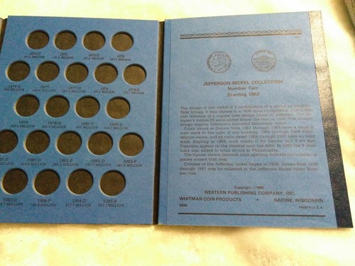 Whitman Coin FolderJefferson Nickels Starting 1962 Number 2