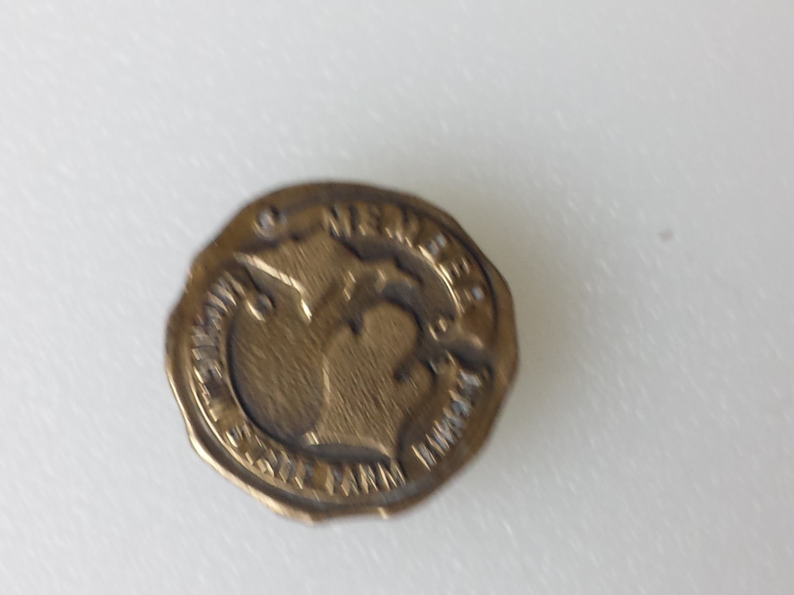 Michigan State Farm Bureau Member Button Stud Vintage Whitehead Hoag Copper