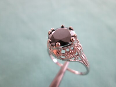 Pre-owned Real Black Diamonds Inc 2.25ct Real Black Diamond Ring,vintage Edwardian Style,appraisal,free Dia Tester