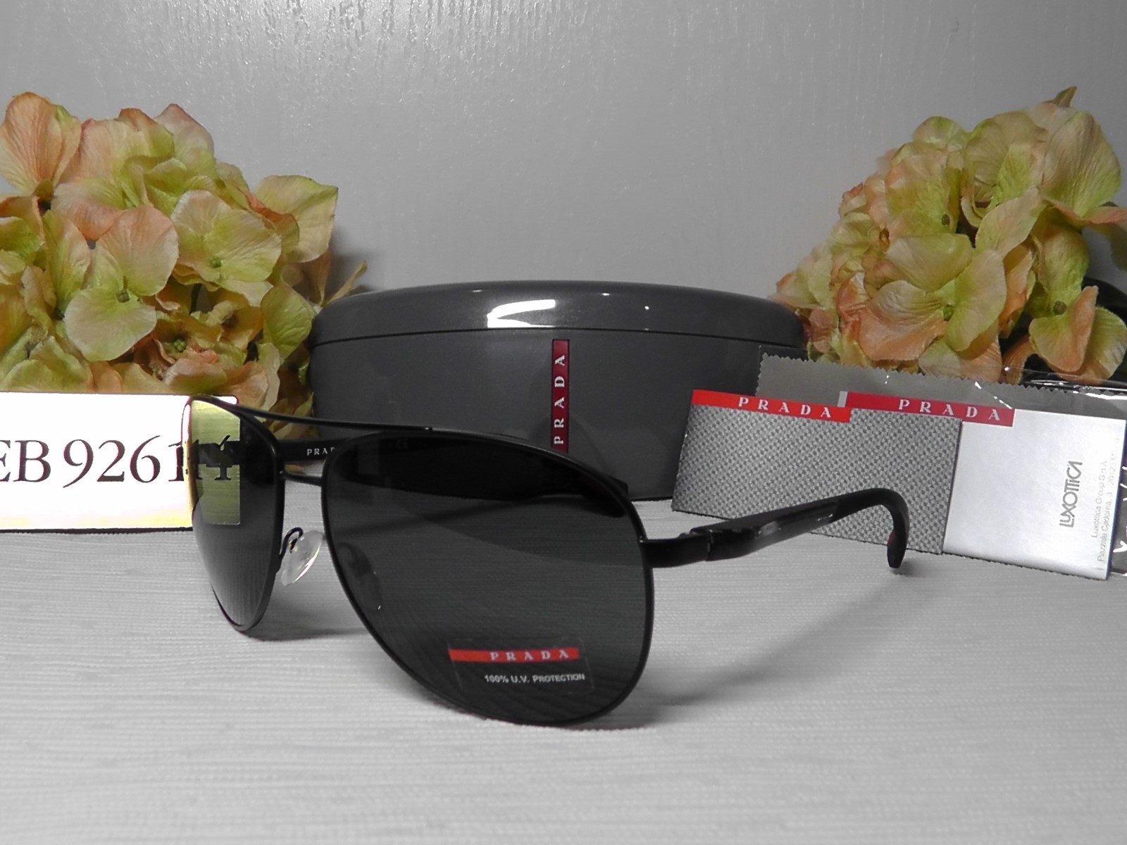Pre-owned Prada Ps 51os Aviator Black Frame Smoke Lens Sunglasses 62 14 135italynib In Gray