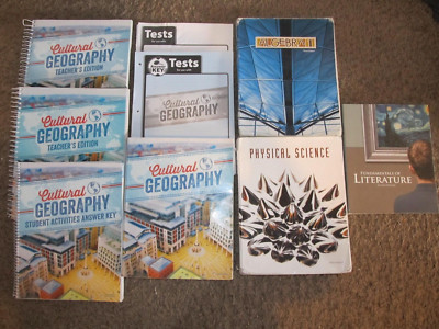 BJU Bob Jones 9th 9 LOT SET Cultural Geography Algebra 1 Literature Phys Science