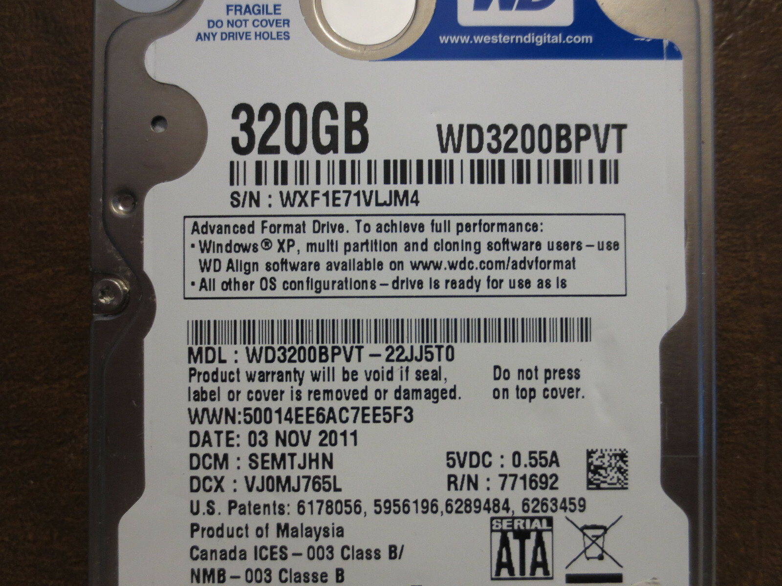 Western Digital WD3200BPVT-22JJ5T0 DCM:SEMTJHN 320gb 2.5 Western Digital WD3200BPVT-22JJ5T0 DCM:SEMTJHN 320gb 2.5