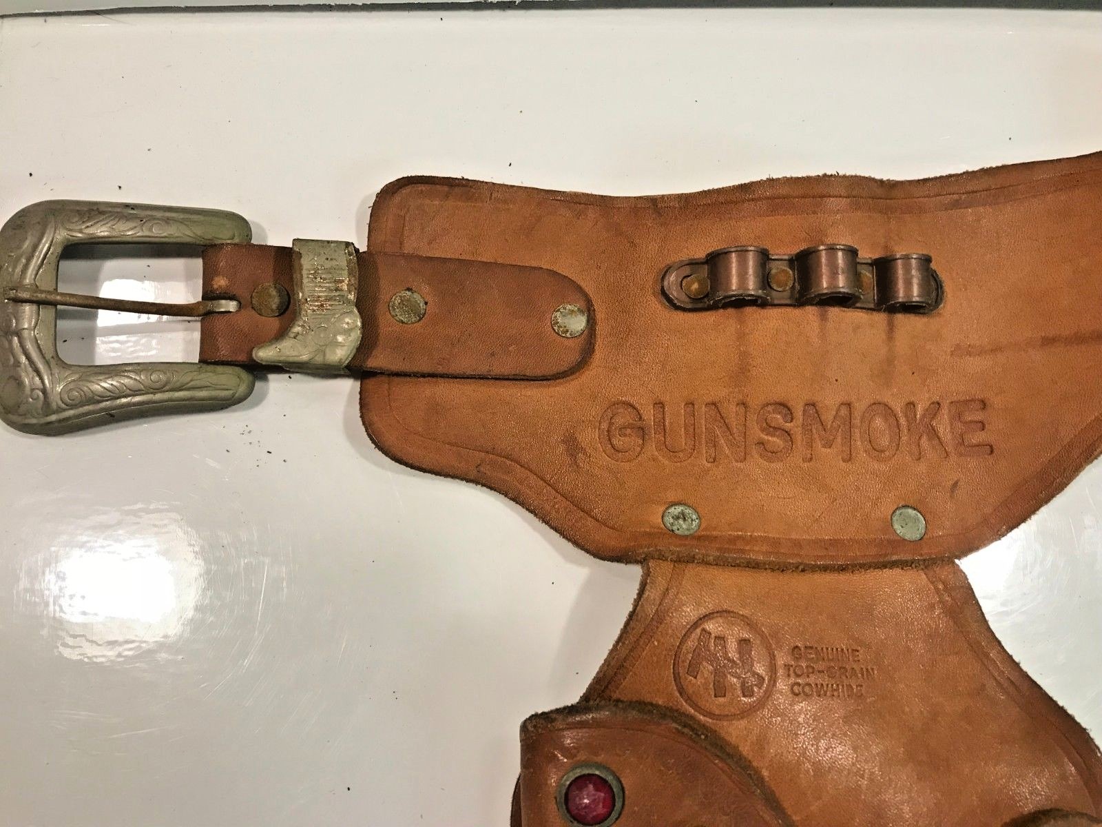 Gunsmoke Matt Dillon TV Show Kids toy Genuine Leather Cowboy Holster Set  B