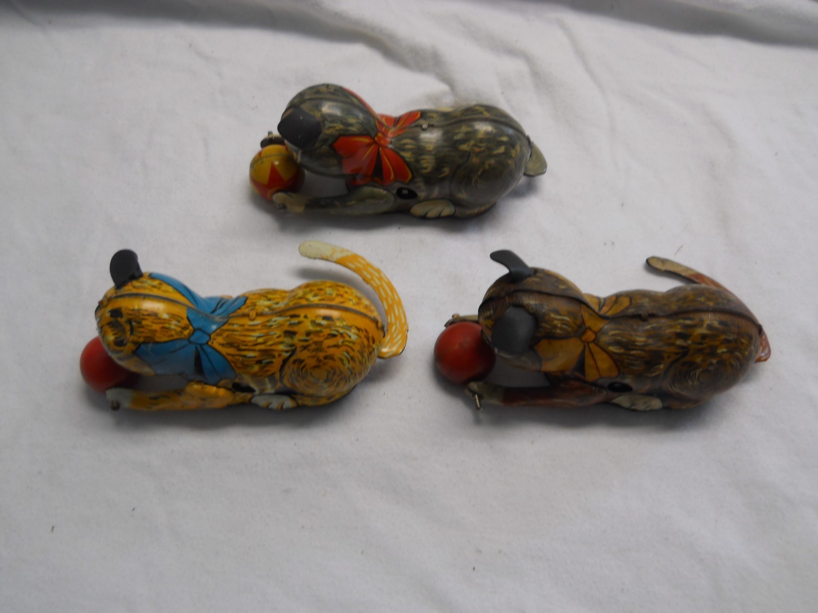 Three 1940's Marx Cat Rollover Wind-up Toys